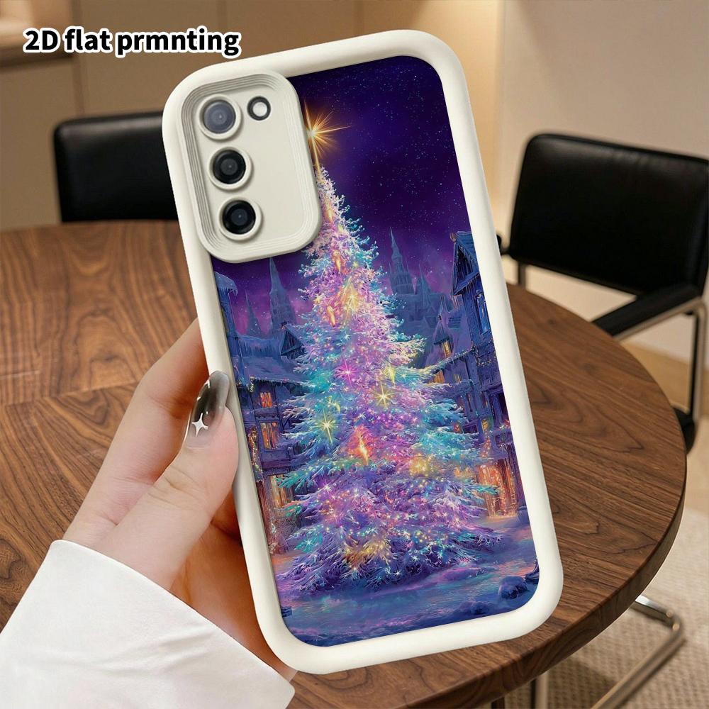 Phone Case: 2D Flat Samsung Galaxy A34 A35 M05 M06 S20 S22 S21 FE Plus 5G Tiered Protective Case, Snowy Small Town, Christmas and Halloween Gifts