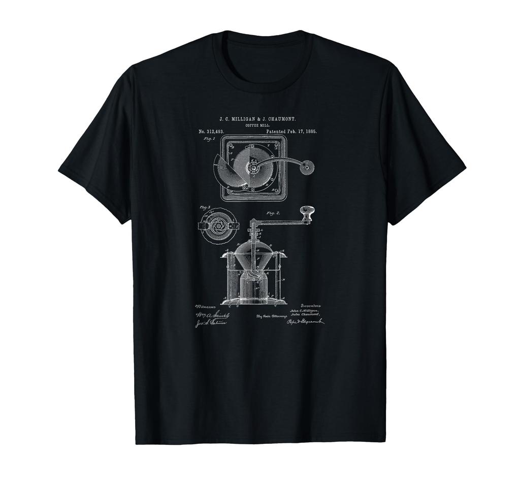 1885 Coffee Mill Grinder Coffee Lover Print T-Shirt