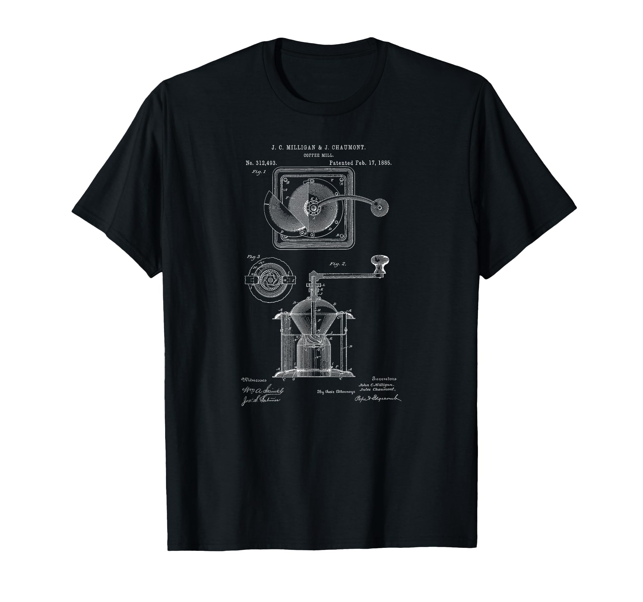 

1885 Coffee Mill Grinder Coffee Lover Print T-Shirt