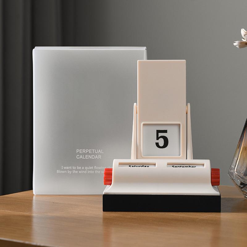 Bureaukalender met flip-display Herbruikbare kalender voor elk jaar Dag- en maandindicatoren Herbruikbare huisornamenten Cadeau