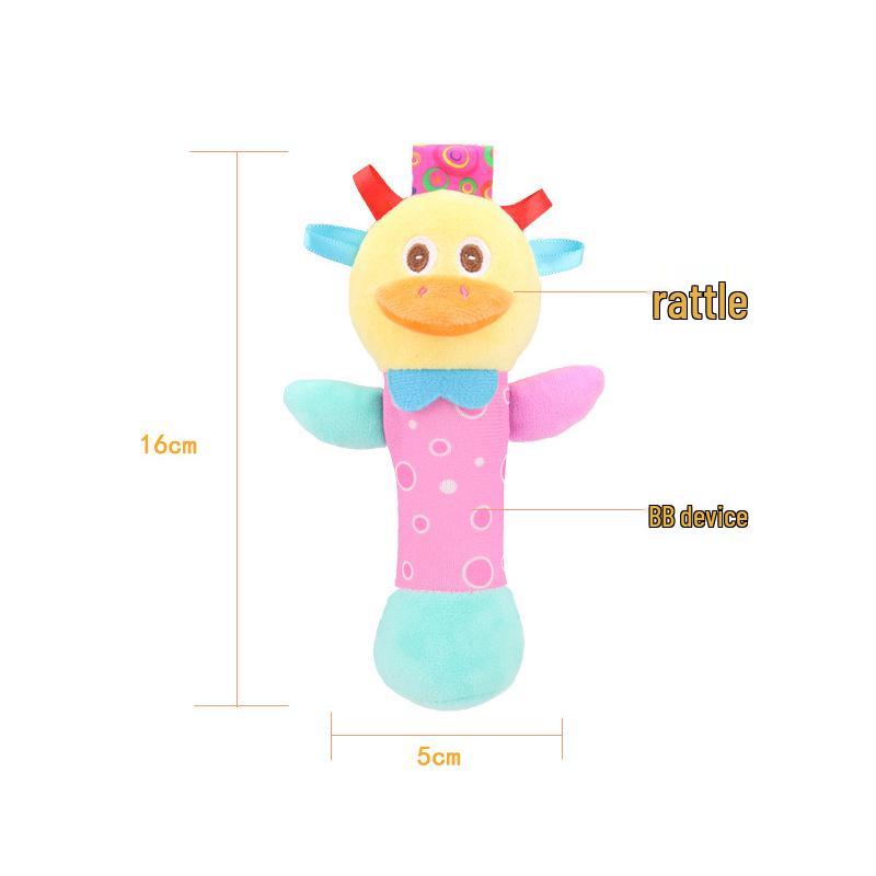 Baby Hand Rattle with Cartoon Animal Grip