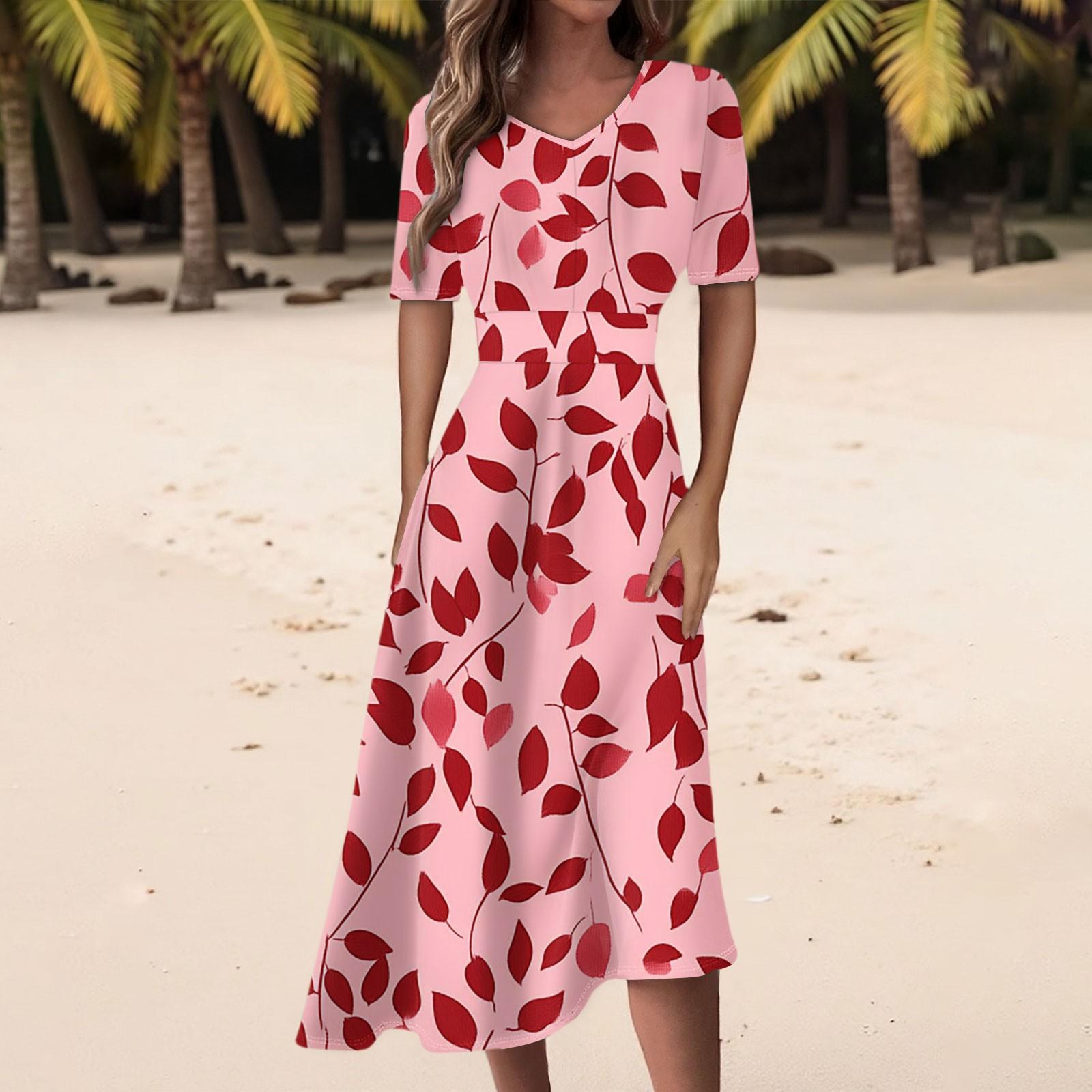 

Женское повседневное модное платье с цветочным принтом, V-образным вырезом, короткими рукавами и длиной до талии XXL винный