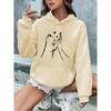 Hoodie Women's Casual Hooded Sweatshirt with Cute High-Fiving Cats  Hearts Graphic Print Fall Winter Warm Hoody