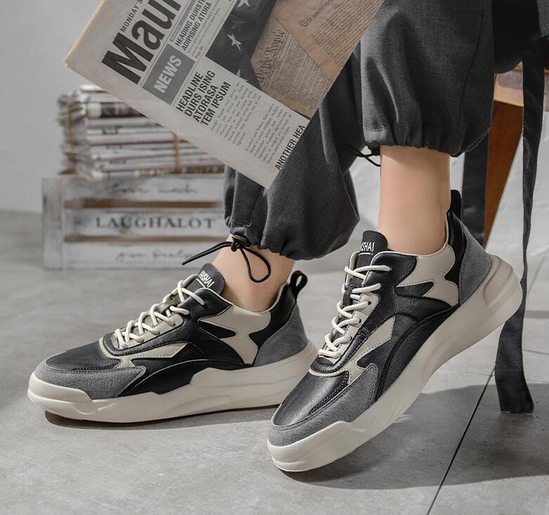 Neue Herren Sneaker Patchwork Alle Jahreszeiten Echtes Leder Freizeit Sportschuhe Street Trend Plateau Schuhe Herren Luxus Slipper