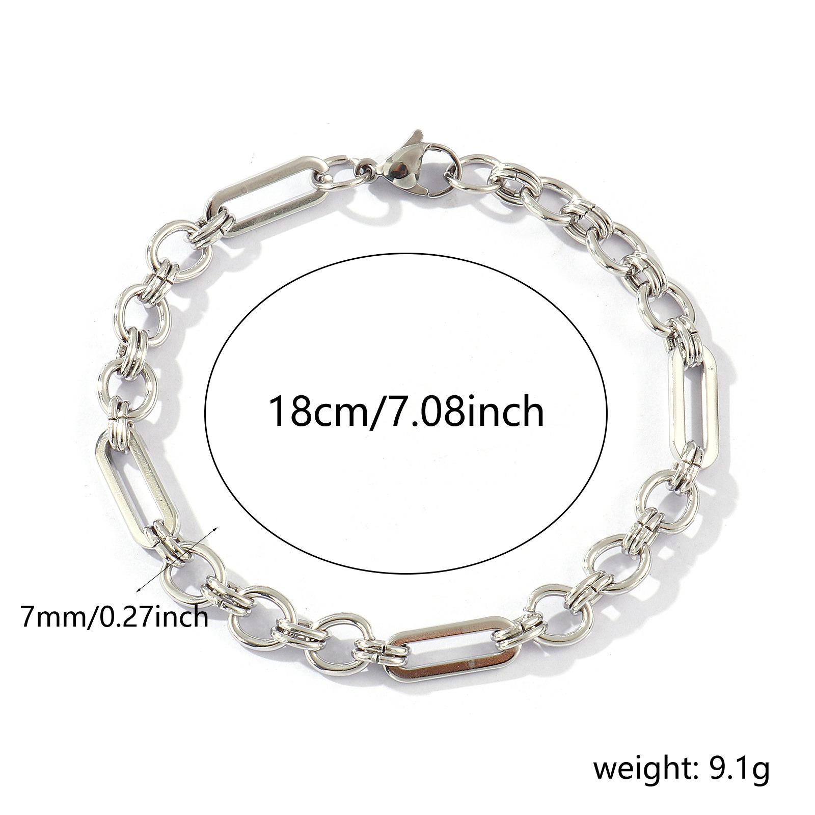 

1 Piece Dainty Exquisite Bracelets 304 Stainless Steel 7mm Width Handmade Link Chain Bracelet For Women Men Gift 18cm(7.1 ) long