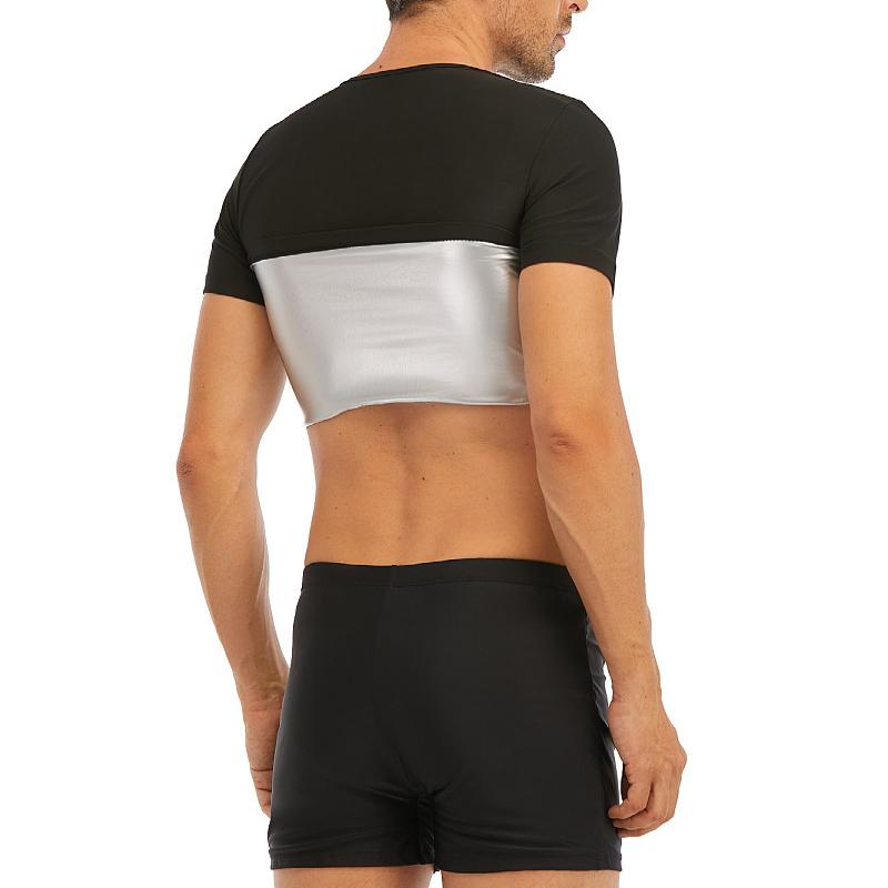 Men Sauna Sweat Vest Heat Trapping Compression T-Shirts Gym Sauna Suit Workout Tank Tops Shapewear Slimming Body Shaper Waist Trainer Fitness Shirt