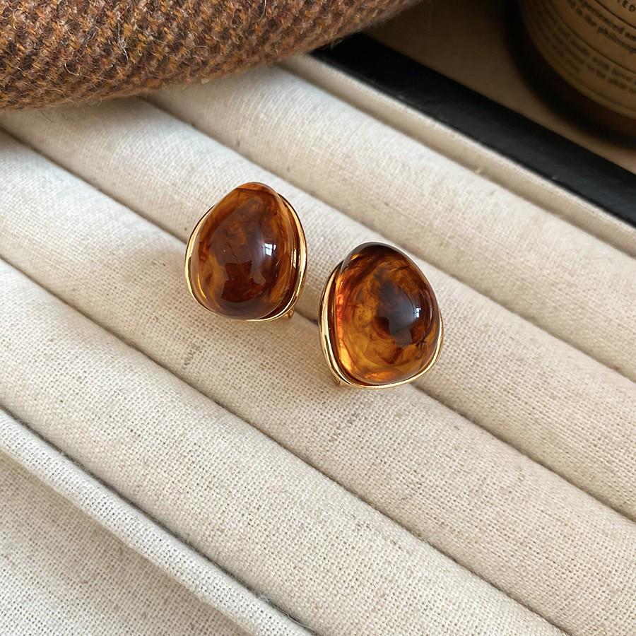 Silver Needle Geometric Irregular Resin Y2K Earrings - Retro Stud Ear Accessories for Women