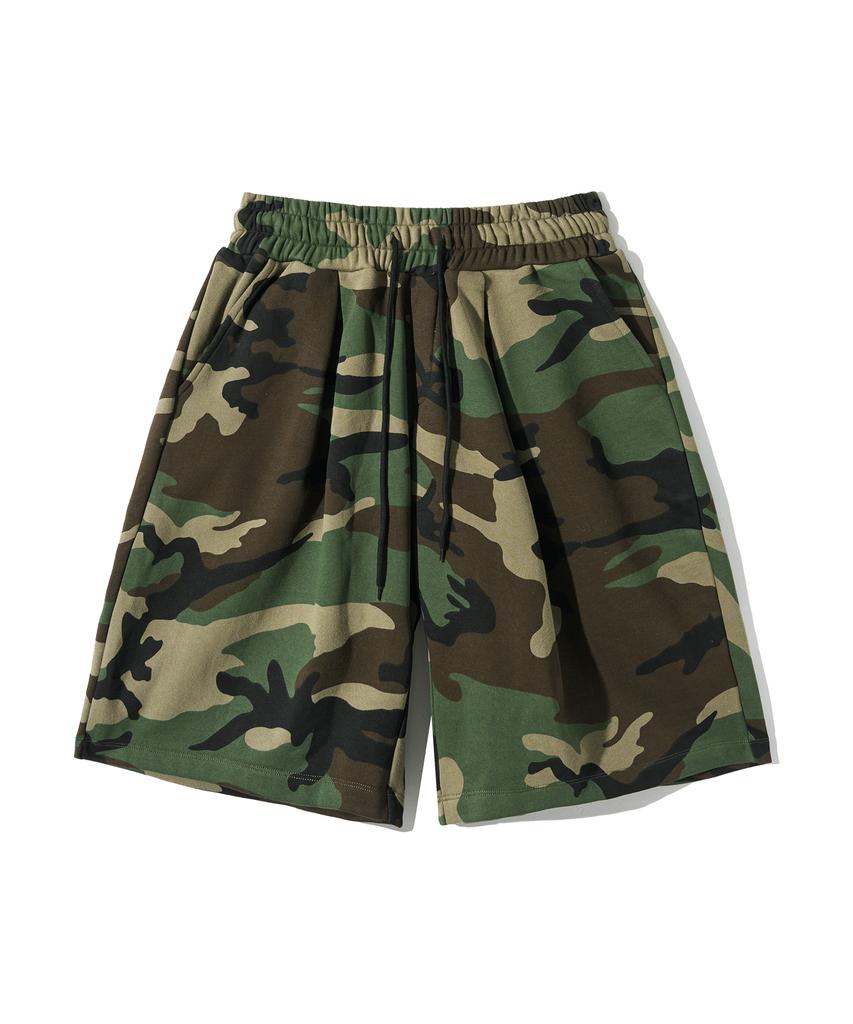ELIMENO El Camouflage Double-Pleat Heavy Bermuda Pants