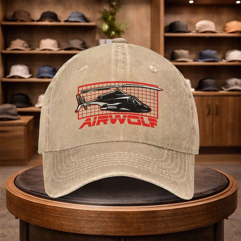 A Stylish Airwolf Printed Baseball Cap Perfect for Casual Outings This Adjustable Hat Is Suitable for All Seasons And Ideal Fo