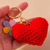 Cute Handmade Knitted Love Heart Keychain Crocheted Flower Key Rings Pendant for Car Key Handbag Decor Women Girl Jewelry Gifts
