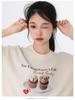 Korean Style Summer Cake Print Girlish Creamy Short Sleeve T-Shirt - Loose Round Neck Couple Outfit