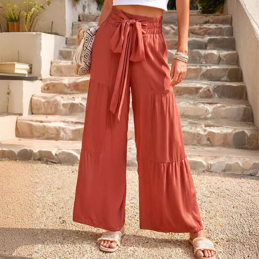 Women's casual pants loose solid color wide-leg pants
