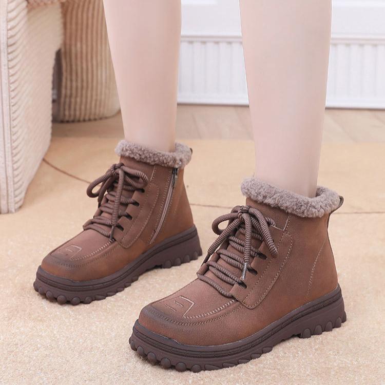 Dámské zimní zateplené boty do sněhu Protiskluzové voděodolné šněrovací kotníkové boty pro ženy Podšívka z umělé kožešiny Outdoor Pohodlné vycházkové boty
