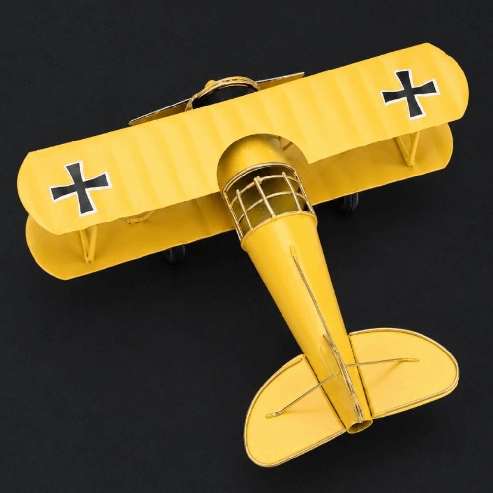 Metal Construction Airplane Model Ornament Vintage Vintage Biplane Decoration Desktop Decor
