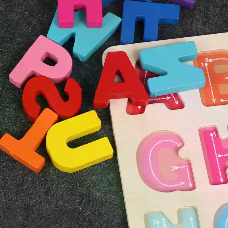 Dětské Alfabetické Aritmetické Číselné Puzzle Dřevěné Montessori Předškolní Učení Vzdělávací Hra Hračka Narozeninové Dárky Pro Děti