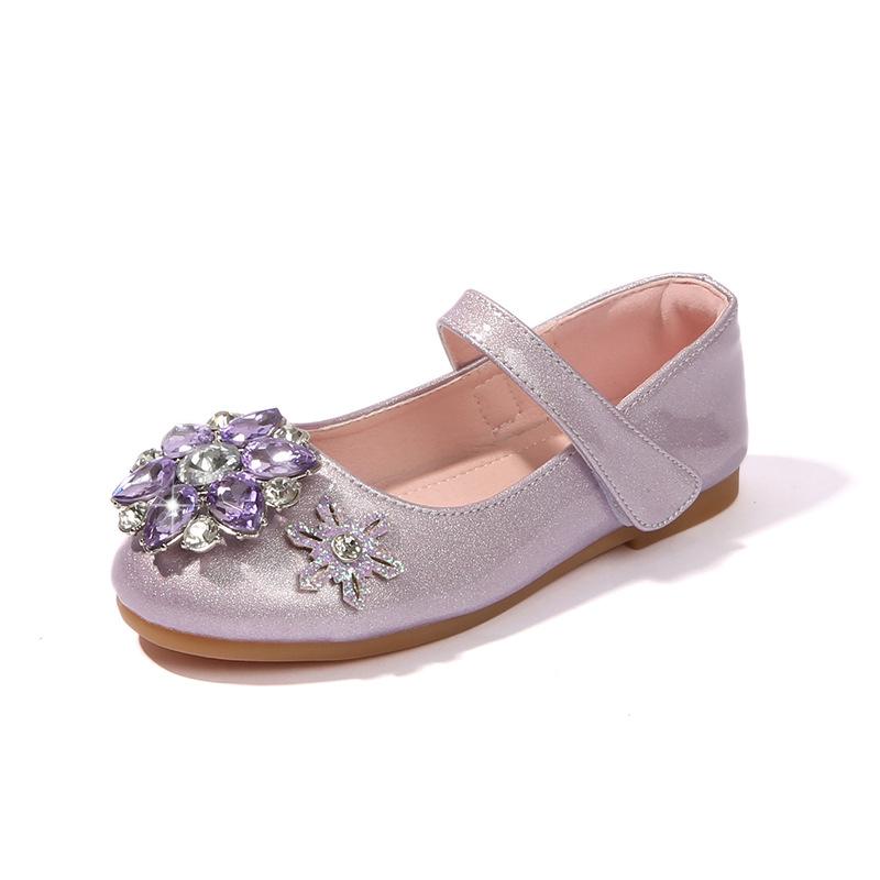 Aisha Dívčí princeznovské boty Jaro a podzim Nové modré křišťálové boty Dívčí kožené boty Dívčí jednobotky Dětské baleríny