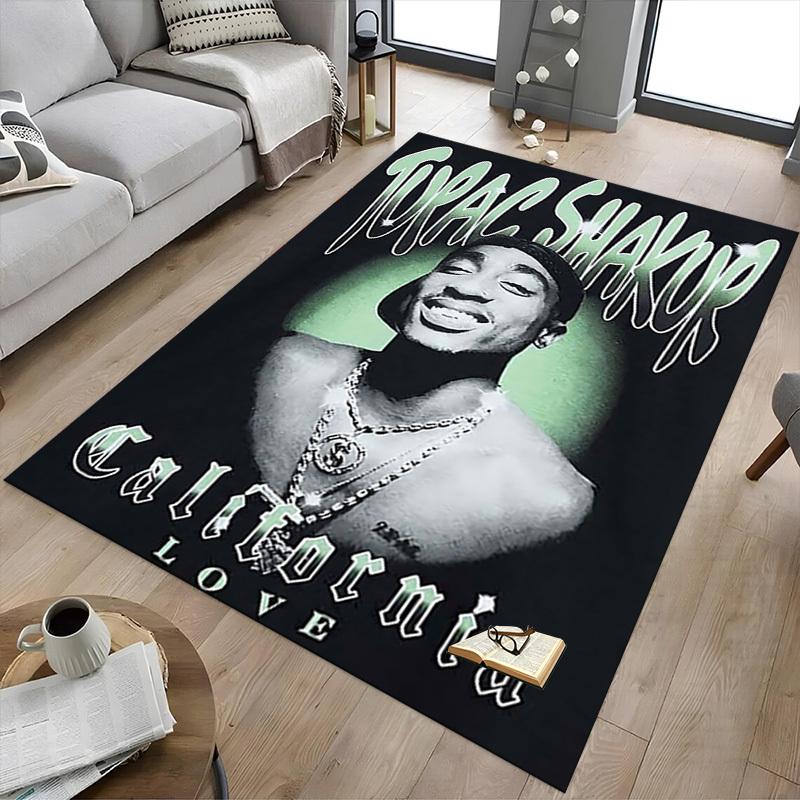 1pc Tupac Shakur California Love Home Office, Durable Polyester Floor Mat with Easy, Office Decor, Urban Style, Nonslip Backing
