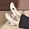 Fashion Genuine Leather Women Office Shoes High-heeled Women Dress Shoes Size 34-41 Handmade Soft Sole Thick Heel Cowhide Women Shoes