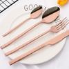 16Pcs for 4 People Pink Gold Dinnerware Set Stainless Steel Knives Forks Tea Spoons Dinner Set Family Kitchen Tableware Set