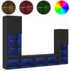 TV Cabinet Set 4 Pcs Black Oak Effect Particleboard