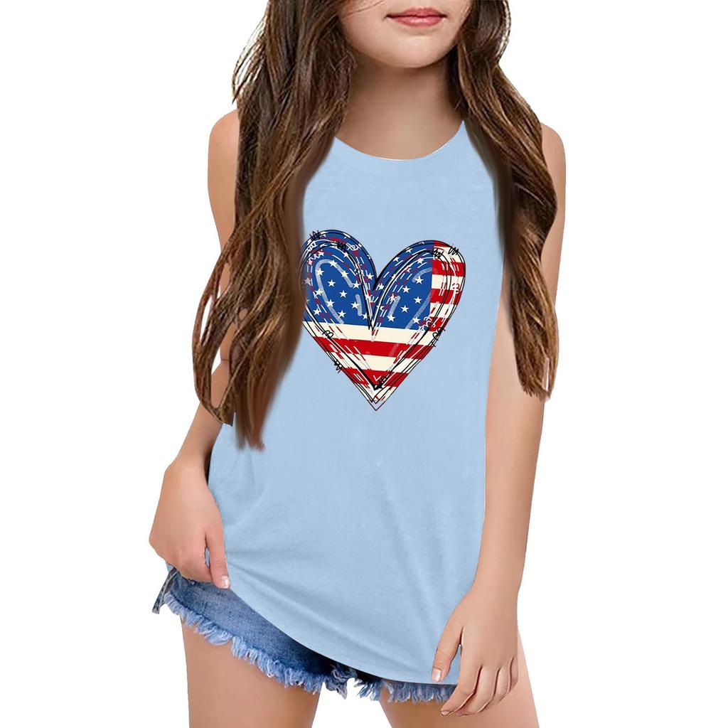 Mädchen Kinder Sommer Rundhals Ärmellose Shirts Tanktops
