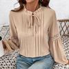 YYFS Women's Fashion Casual Spring Autumn Solid Color Print Long Sleeve V-Neck Blouses & Shirts