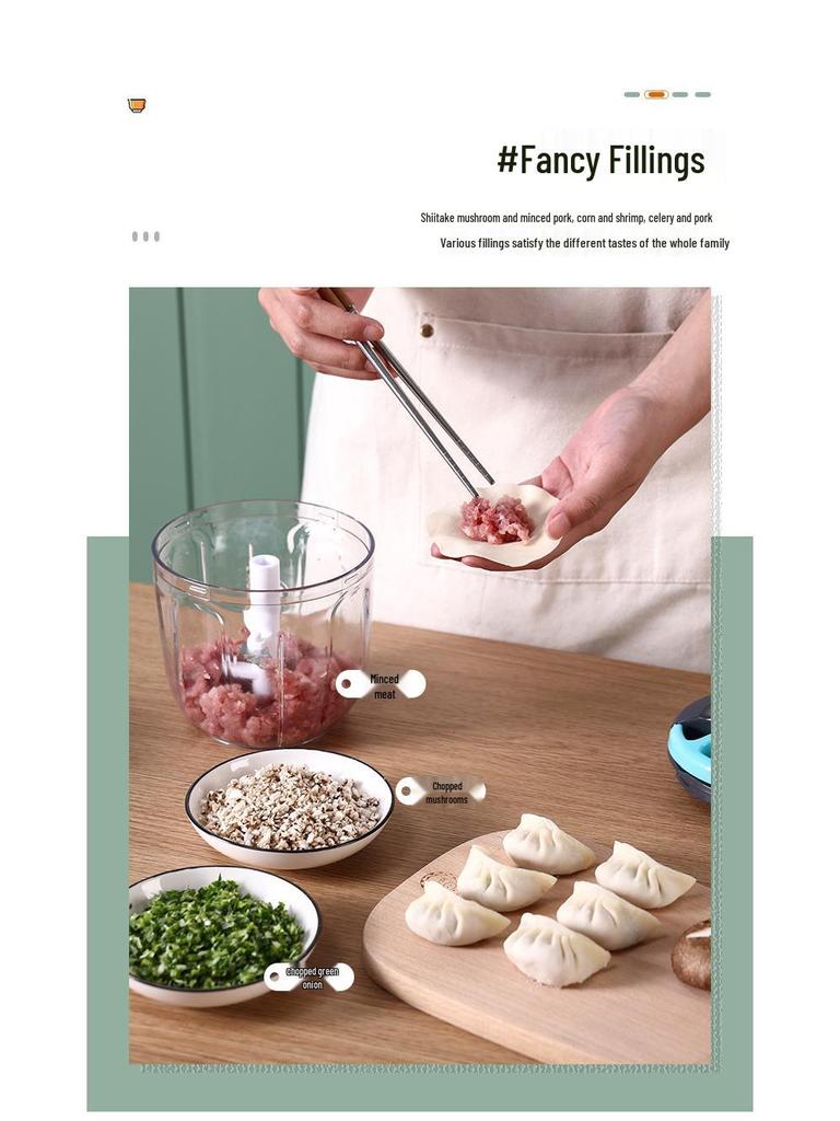 Multi-Function Manual Vegetable and Meat Chopper: Hand-Pull Garlic Mincer, Dumpling Filler, Vegetable Cutter