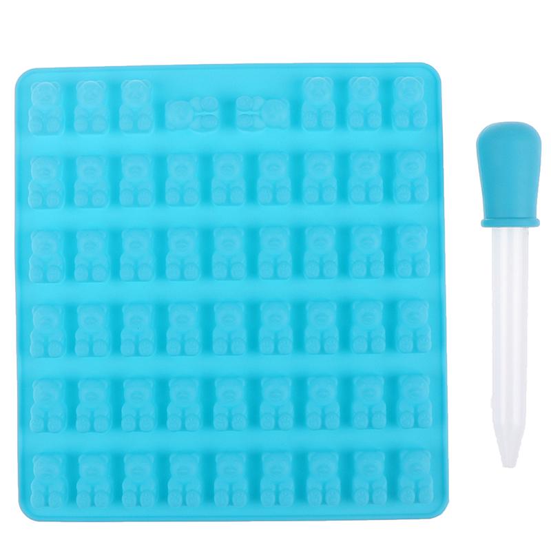 

53Cell Jelly Mold Cavity Силиконовая форма для желеобразных мишек, шоколадная форма для конфет, поддон для льда синий