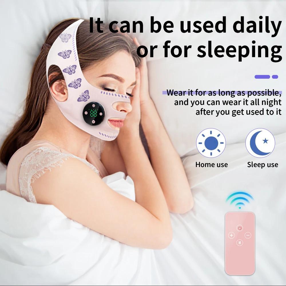 EMS Head Massage Face Relaxation Usb Charging Facial Slimming Strap Face Lifting Reduce Double Chin Cheek Lift Up Face Thin Mask