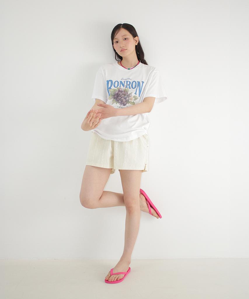 RONRON Vintage Grape Basic Fit T Shirt White