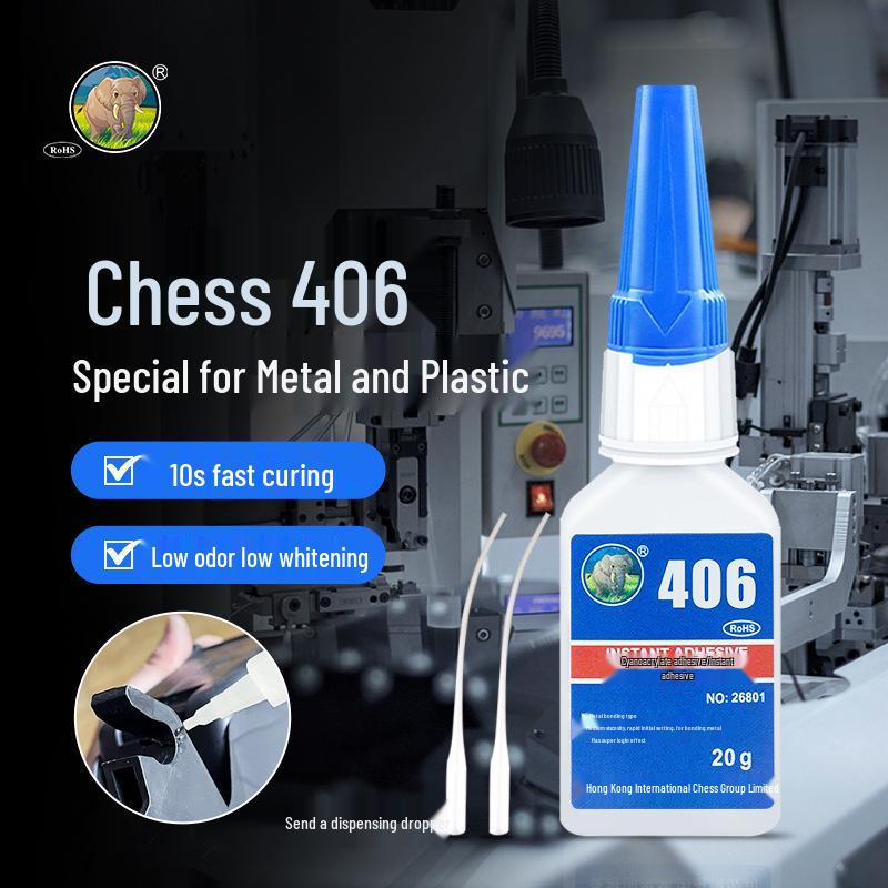 National Chess Quick-Dry 406 Glue: Low Bloom, Strong Adhesive for Plastic & Rubber 20g/Tube прозрачный