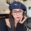 Cloud Octagonal Hat~ Ins Fashion Denim Beret Women's Autumn and Winter Big Head Circumference Painter Hat Denim Warm Hat