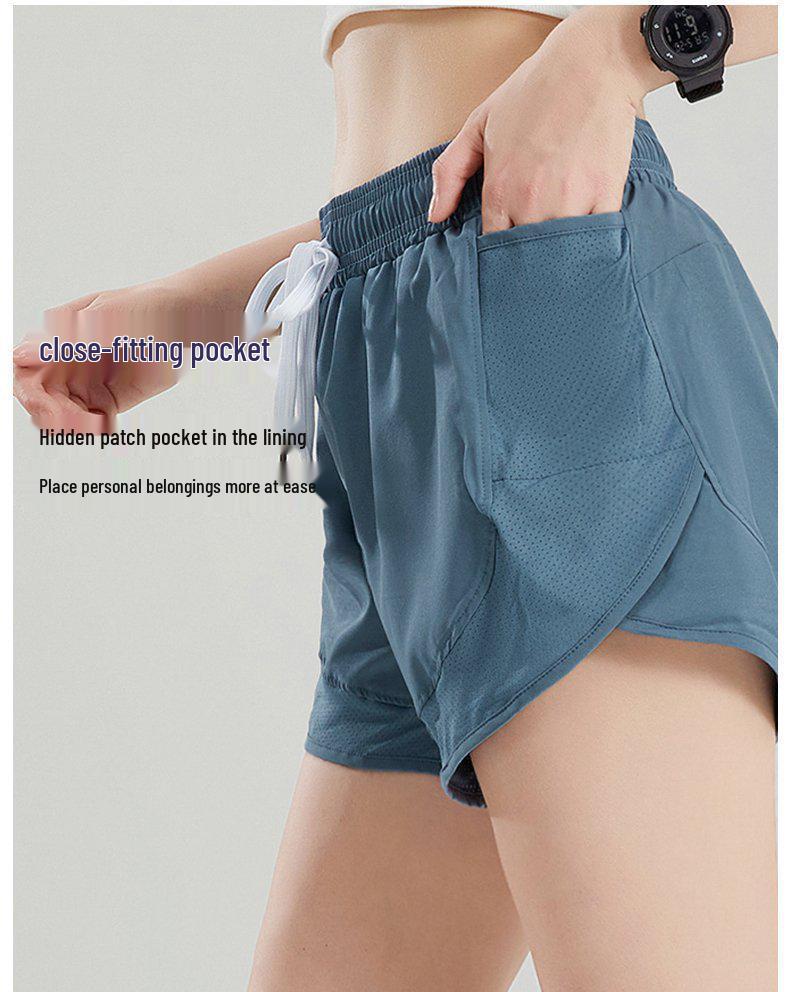 Women's Quick-Dry Loose Two-Piece Sports Shorts: Anti-Exposure, Running, Training, Yoga 5-Point Fitness Pants