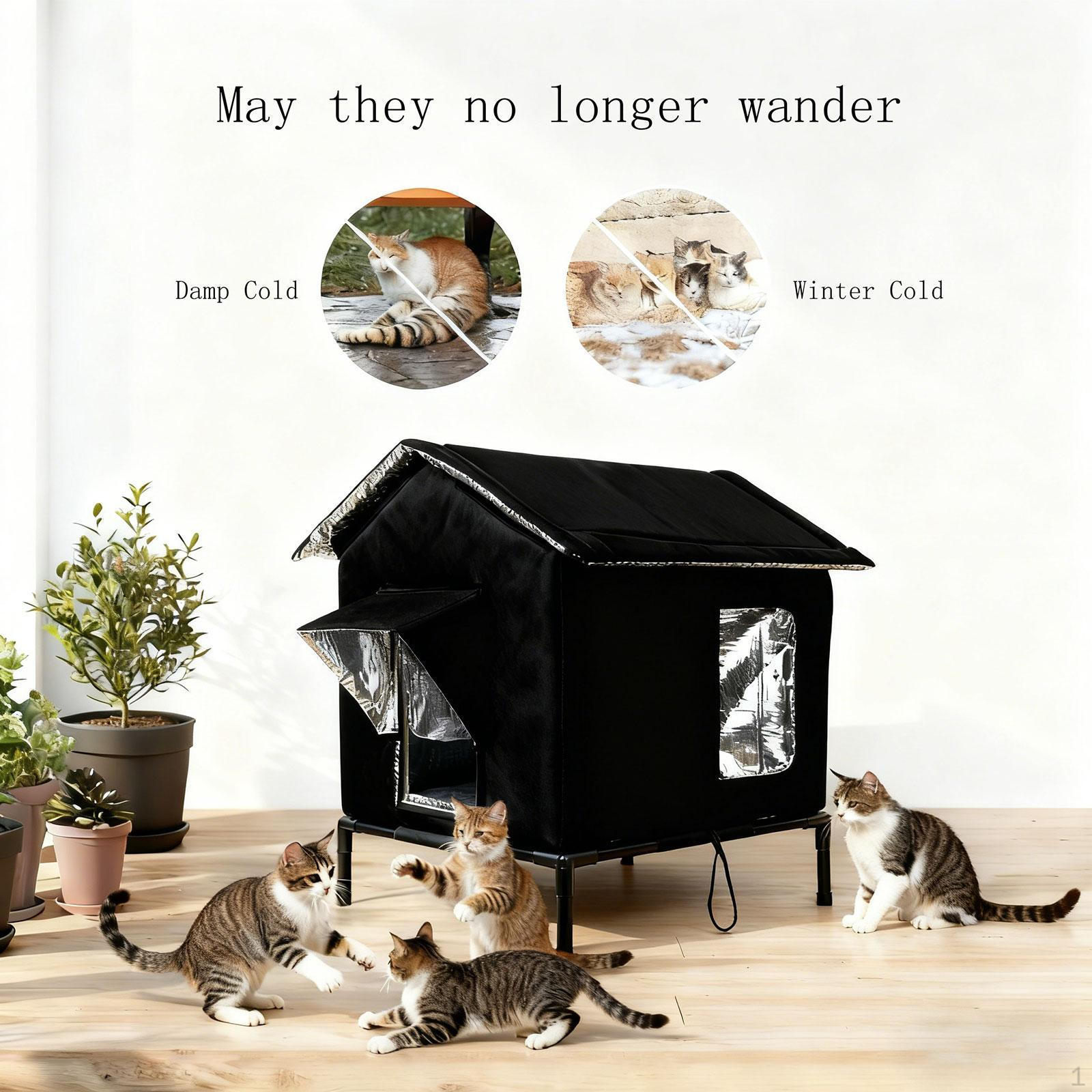 

Будиночок для кота Будка Подарунок Притулок Тканина Оксфорд Легке Обладнання Зовнішня Прикраса Приладдя для L