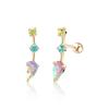 14K Triple Color Cubic Arrow Piercing Earlobe Barbell Earcons Gold Earrings