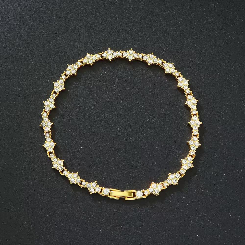 European-American Minimalist Rhinestone Claw Chain Bracelet: Versatile Full Diamond Design for Evening Wear