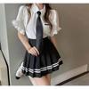 Striped Extra Long Safety Shorts Pleated Skirt - JK Uniform Half Body Skirt for Spring and Summer