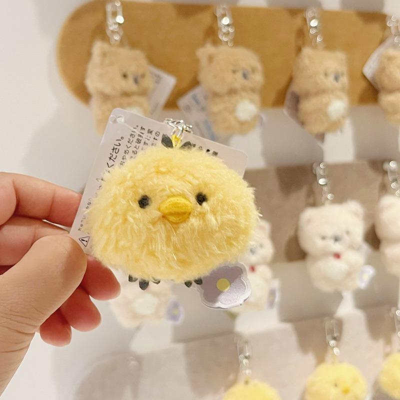 New San-x Rilakkuma Plush Keychain Curly Hair Korilakkuma Stuffed Toy Fluffy Kiiroitori Bag Charm Backpack Pendant Keyring Gifts