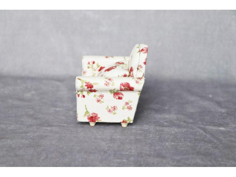 1:12 Dollhouse Miniature Floral Single Sofa for Living Rooms or Bedrooms