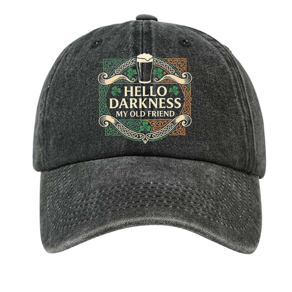 Washed cotton baseball cap with printed distressed soft top denim hat, vintage hat