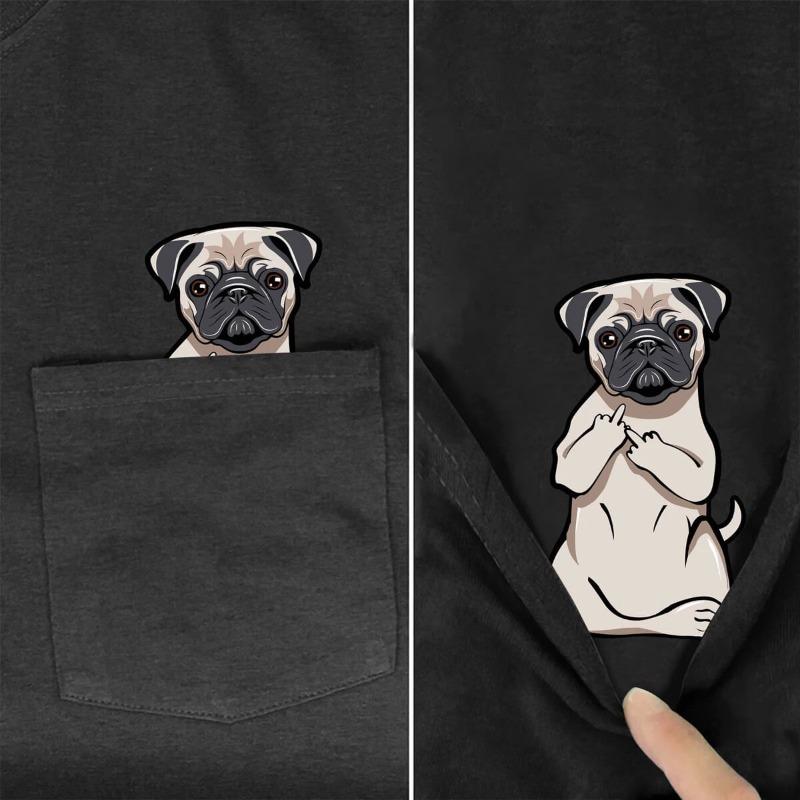 2D Printed Pure Cotton Short Sleeved Pocket T-shirt Suitable for Both Men Women Shapi Dog Entertainment Series T-Shirts Unisex