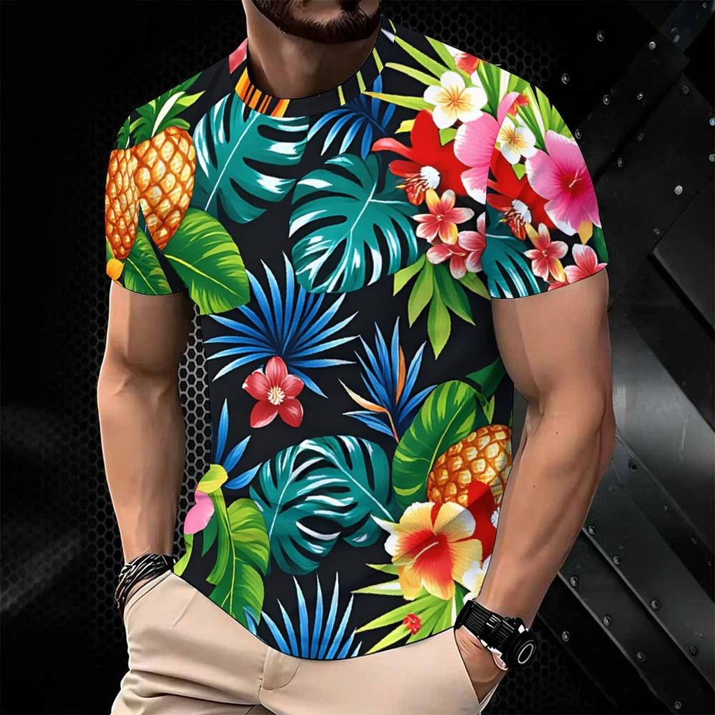 Summer Men's Color 3D Printed Crew Neck T-Shirt
