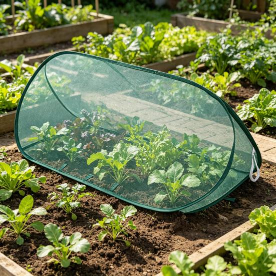 Pop-up Pflanzenschutznetz Gartenpflanzen-Netzabdeckung mit Erdspießen Insektenschutz Pflanzenschutznetz Faltbarer Erntekorb Hochbeet-Abdeckung für Pflanzenreihen