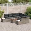 VidaXL Ensemble de canapé de jardin de 9 pièces avec coussins Gris Poly Rattan Acacia 3356606