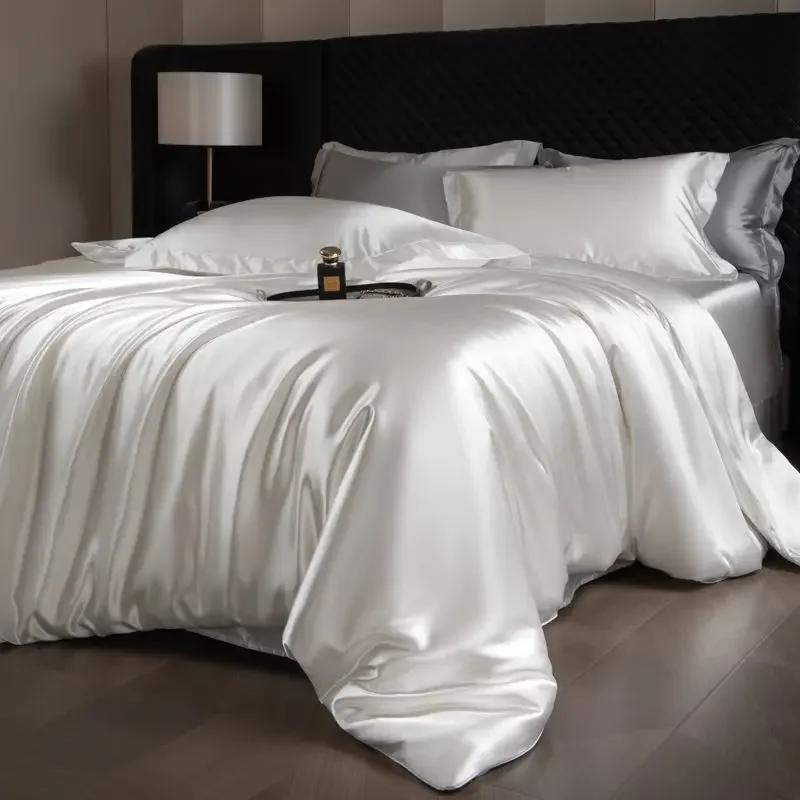 Natürliche Maulbeerseide Bettwäsche-Set Bettbezug 2 Kissenbezüge King Queen Size Bettwäschebezug-Set 4-teilig Bettdecke Bettwäsche-Sets