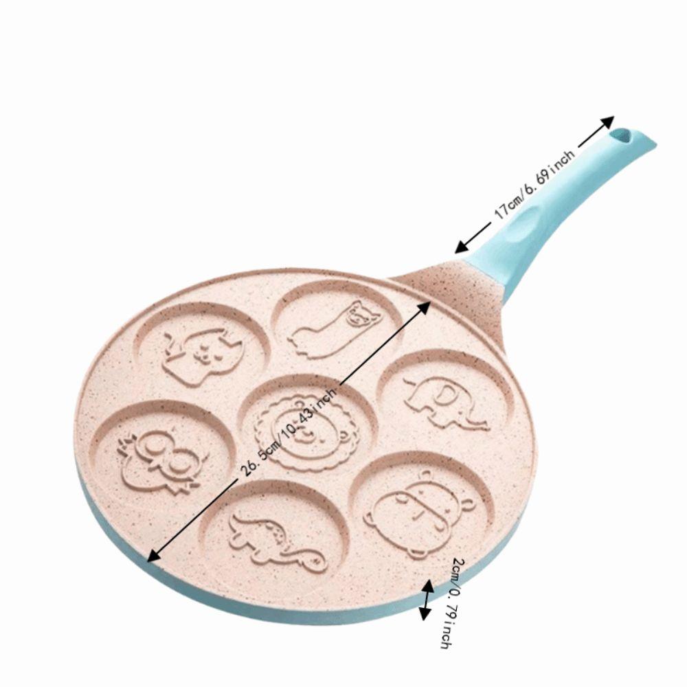 7-Hole Design Egg Frying Pan Black Beige Pink Blue Red Crepe Pan Breakfast Cooking