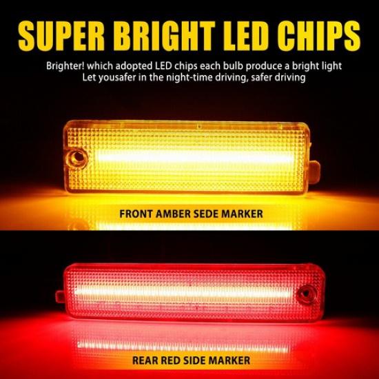 For 1998-2002 Pontiac Firebird 4PCS Clear Amber Red LED Side Marker Lights