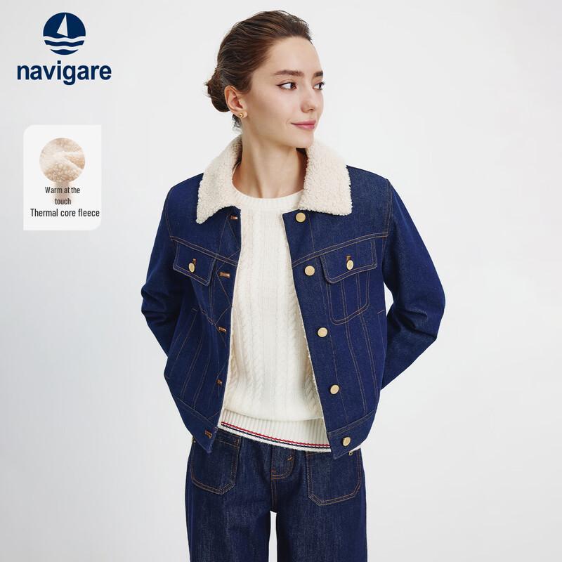 

Navigare Men s Warm Fur-Collar Denim Jacket XL