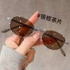 Korean High-End Metal Wind Sunglasses Female Personality Hip-Hop Retro Oval Small Frame Sunglasses Travel Photo Glasses
