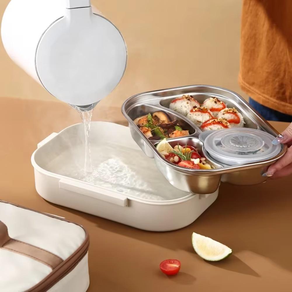 304 Stainless Steel Insulated Compartment Lunch Box Large Capacity Picnic Box  Microwaveable